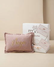 Luxury Deco and Sleep Baby Pillow | Muslin Dusty Pink Gold Dots