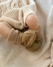Baby leather wool boots in caramel for ages 0-1 year - Eli&Eli Dubai