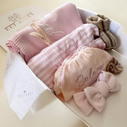 Personalised baby gift box with name-embroidered blanket, muslin and teether – Eli&Eli Dubai