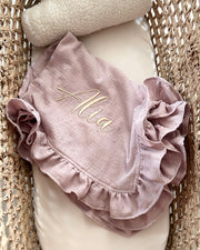 Flora cotton muslin baby blanket in lavender with gold dots - Eli&Eli Dubai