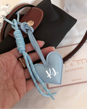 Heart shape bag charm clip in baby blue for diaper bag or mama bag - Eli&Eli Dubai