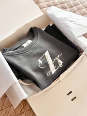 Personalised boys street wear terry lounge set with name in sandstone grey - Eli&Eli Dubai
