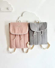 Personalised handmade muslin kids bag, lightweight and soft, colour selection - Eli&Eli Dubai