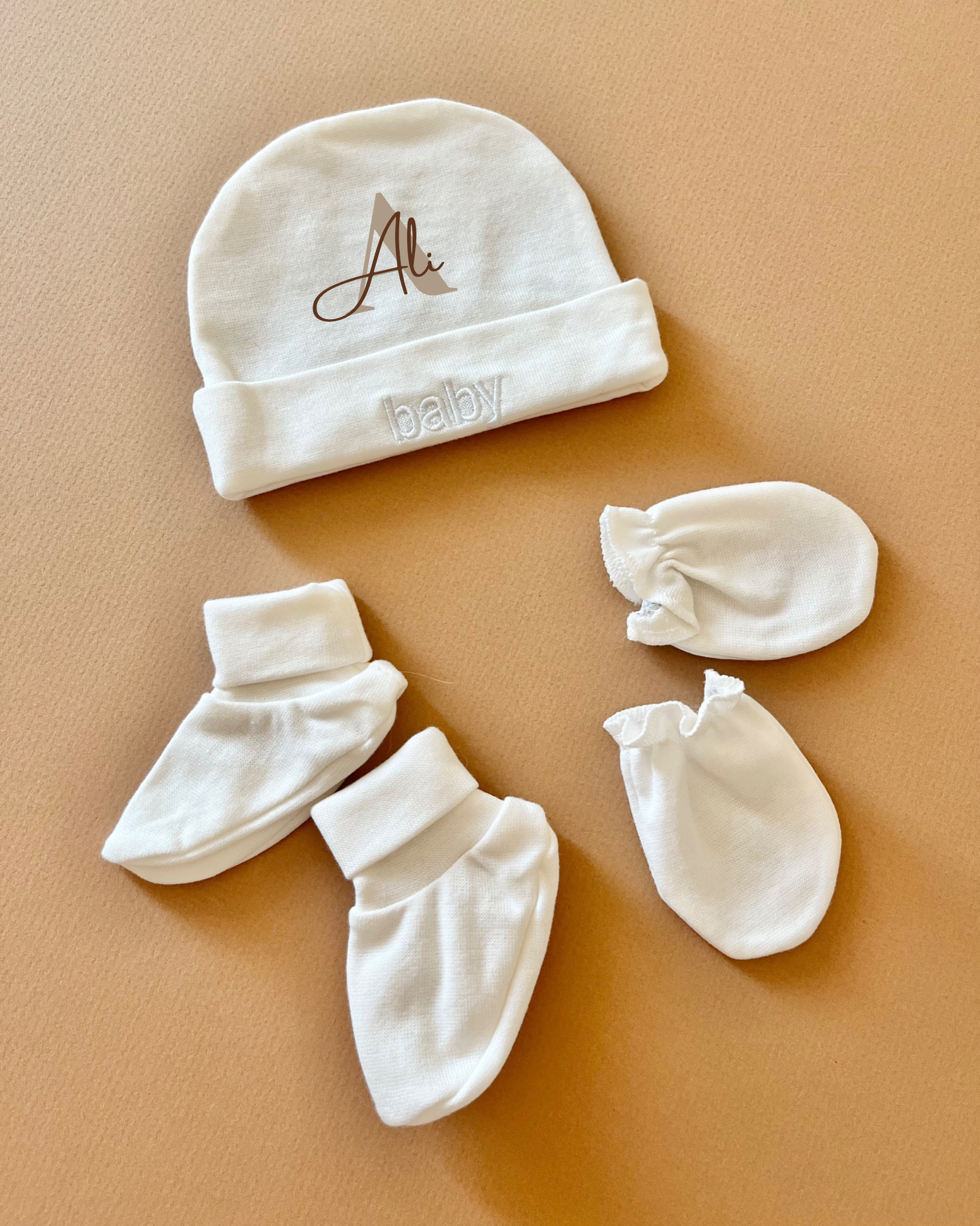 Infant hat and top mittens