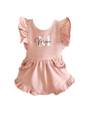 Baby girl terry ruffled Evelyn romper in blush - Eli&Eli Dubai