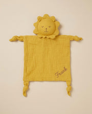 Personalised muslin lion comforter in mustard - view 2 | Eli&Eli
