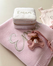 Summer Knitted Blanket Pale Pink | Personalized Name