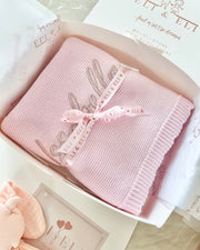 Summer Knitted Blanket Pale Pink | Personalized Name
