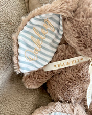 Personalised Bunny Best Friend Toy | Green Blue Stripes