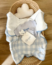 Gingham muslin baby blanket blue check - view 5 | Eli&Eli