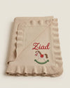 Personalised cotton knitted Christmas baby blanket in beige with name embroidery - Eli&Eli Dubai