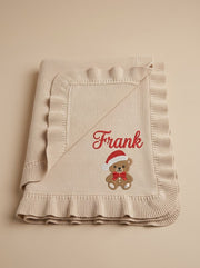 Personalised Christmas baby blanket in beige - view 3 | Eli&Eli
