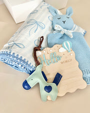 Newborn Boy Gift Hamper Personalised | Baby Blue Bow (4 Pieces)