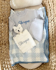 Gingham muslin baby blanket blue check - view 7 | Eli&Eli