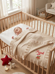 Personalised Christmas baby blanket in beige - view 2 | Eli&Eli