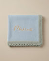 Two Colour Luxury Knitted Scallop Blanket | Baby Blue & Pastel Green
