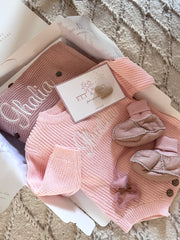 Baby leather wool boots in blush - view 2 | Eli&Eli