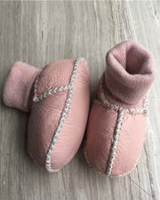 Baby leather wool boots in blush - view 4 | Eli&Eli