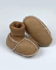 Baby leather wool boots in caramel - view 10 | Eli&Eli