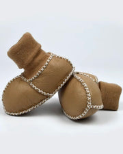 Baby leather wool boots in caramel - view 7 | Eli&Eli