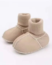 Baby leather wool boots in ivory - view 3 | Eli&Eli