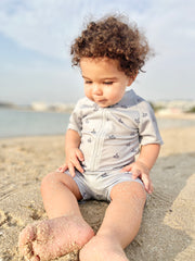 Boys swim suit in dusty blue boats - view 3 | Eli&Eli