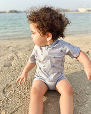 Boys swim suit in dusty blue boats - view 4 | Eli&Eli