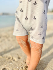 Boys swim suit in dusty blue boats - view 7 | Eli&Eli