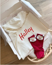 Festive personalised muslin baby and kids poncho - view 2 | Eli&Eli