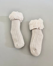 Fluffy faux fur baby socks off white - view 3 | Eli&Eli