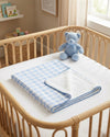Gingham muslin baby blanket in blue check - Eli&Eli Dubai