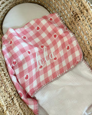 Gingham muslin baby blanket little hearts - view 10 | Eli&Eli