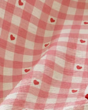 Gingham muslin baby blanket little hearts - view 3 | Eli&Eli