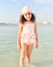 Girls swim suit set in rose flowers - view 2 | Eli&Eli