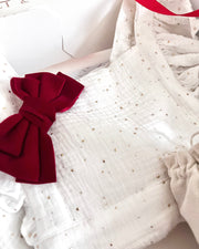 Handmade gold and white muslin baby romper Christmas gift set - view 2 | Eli&Eli