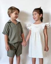 Handmade golden dots muslin baby dress Christmas gift set - view 6 | Eli&Eli