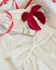Handmade golden dots muslin baby dress Christmas gift set - view 9 | Eli&Eli