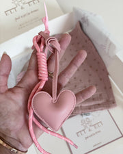 Heart shape bag charm clip in baby pink - view 3 | Eli&Eli