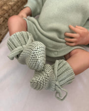 Jacquard Cotton Luxury Baby Romper - Sage Green (2 Pieces) - view 14 | Eli&Eli