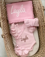 Jacquard Summer Cotton Romper & Headband - Dream Blush (3 Pieces) - view 11 | Eli&Eli
