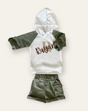 Kids hoody terry lounge set in hunter white - view 3 | Eli&Eli
