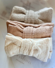 Knitted baby headband with bow in cappuccino - view 5 | Eli&Eli