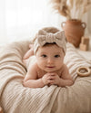Knitted baby headband with bow in mocca - Eli&Eli Dubai