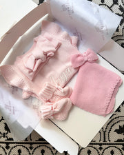 Knitted bow comforter and pacifier holder in pink - view 10 | Eli&Eli