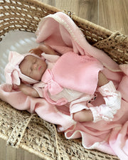 Knitted bow comforter and pacifier holder in pink - view 9 | Eli&Eli