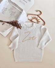 Knitted cotton baby jumper coco white - view 2 | Eli&Eli