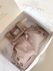 Knot jumpsuit terry in taupe - view 2 | Eli&Eli