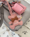 Leather bear bag charm in baby pink for diaper bag or mama bag - Eli&Eli Dubai