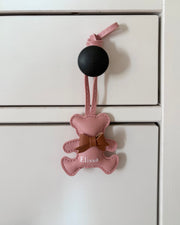 Leather bear bag charm in baby pink - view 4 | Eli&Eli