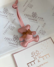 Leather bear bag charm in baby pink - view 7 | Eli&Eli